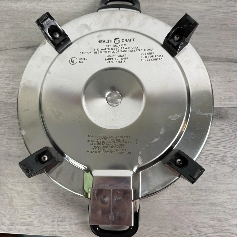 Health Craft Stainless Electric Skillet Automatic Oil Core Silver K7273 USA